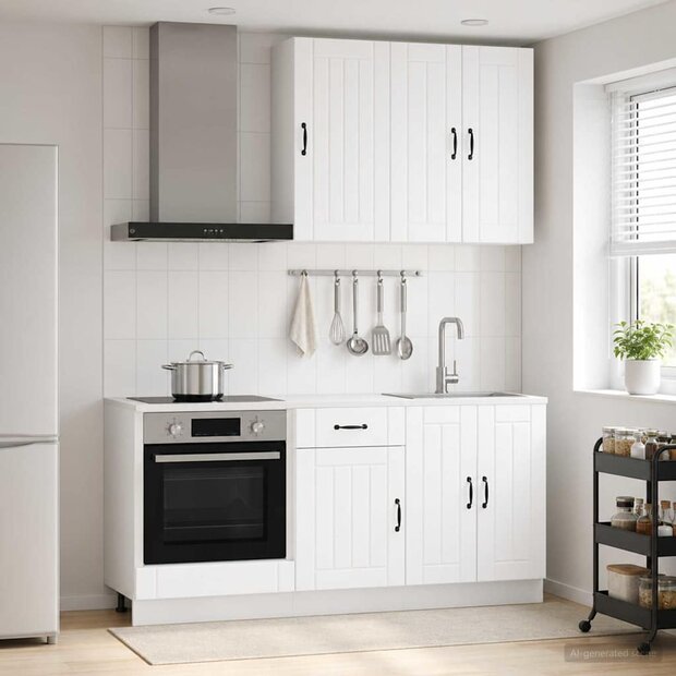 Keukenblok LUCCA 5 st Wit Bewerkt hout 1