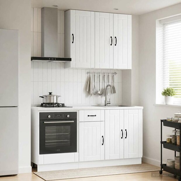 Keukenblok LUCCA 5 st Hoogglans Wit Bewerkt hout 1