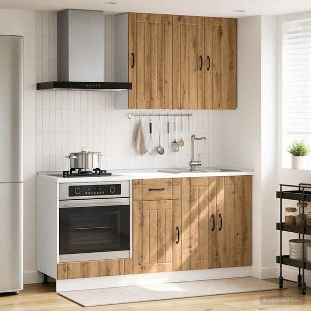 Keukenblok LUCCA 5 st Artisanaal eiken Bewerkt hout 1