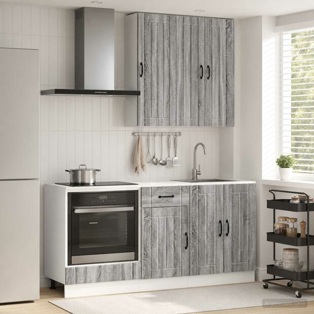 Keukenblok LUCCA 5 st Grijs Sonoma Bewerkt hout 1