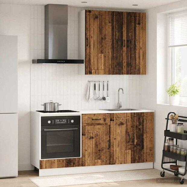 Keukenblok LUCCA 5 st Oud hout Bewerkt hout 1