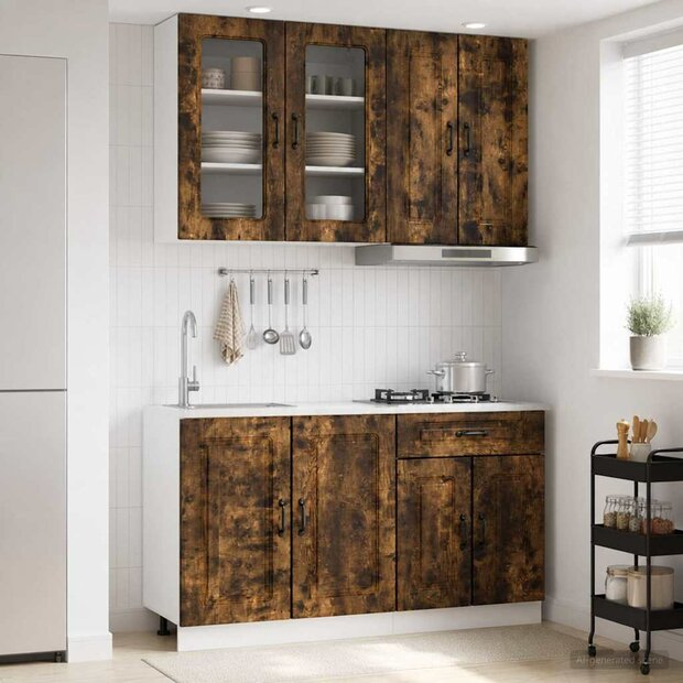 Keukenblok KALMAR 4 st Gerookt eiken Bewerkt hout 1