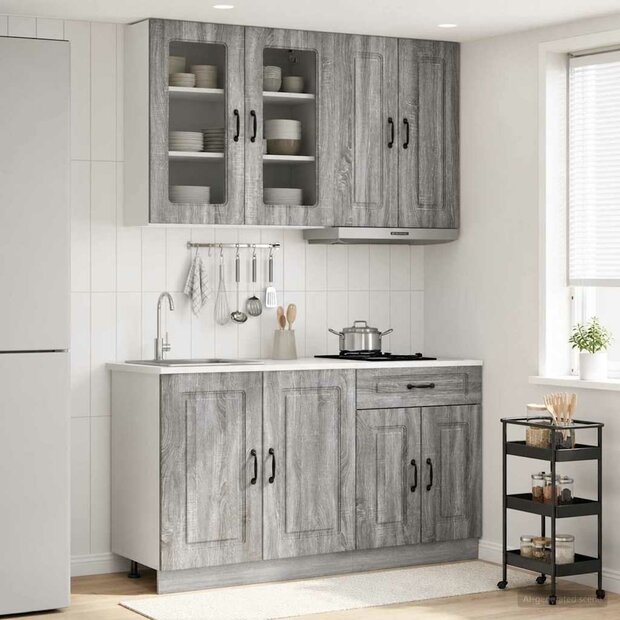 Keukenblok KALMAR 4 st Grijs Sonoma Bewerkt hout 1