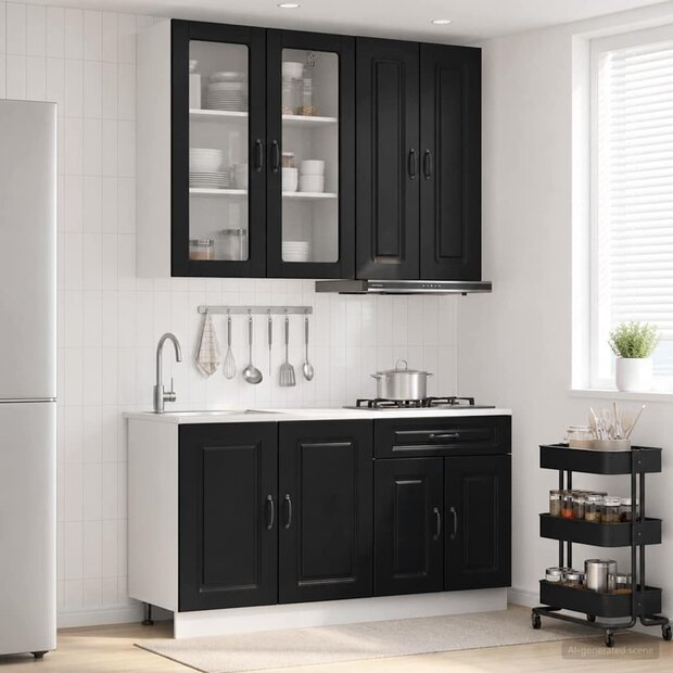 Keukenblok KALMAR 4 st Zwart Bewerkt hout 1