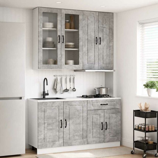 Keukenblok KALMAR 4 st Betongrijs Bewerkt hout 1