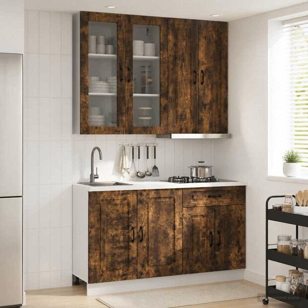 Keukenblok KALMAR 4 st Gerookt eiken Bewerkt hout 1