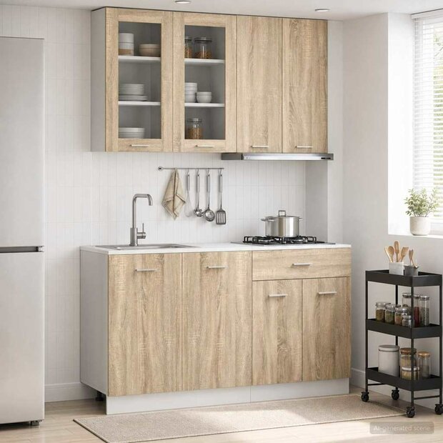 Keukenblok LYON 4 st Sonoma Eiken Bewerkt hout 1
