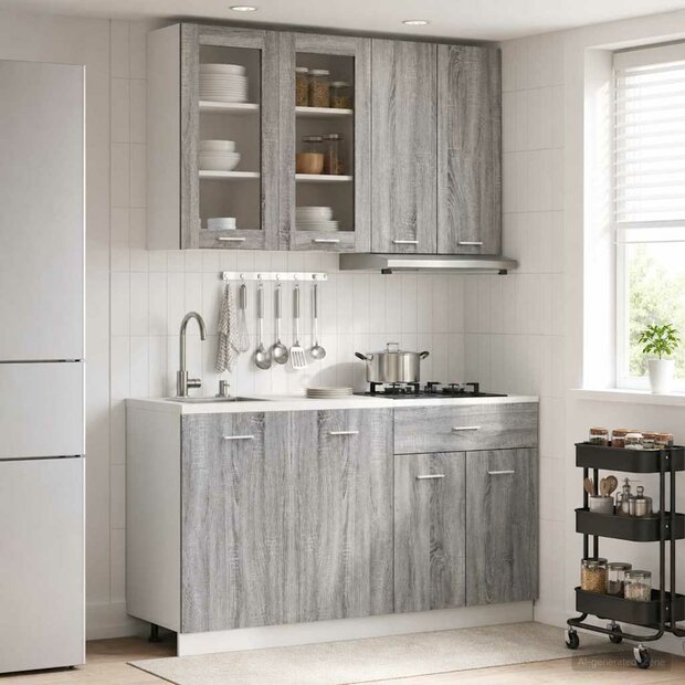 Keukenblok LYON 4 st Grijs Sonoma Bewerkt hout 1