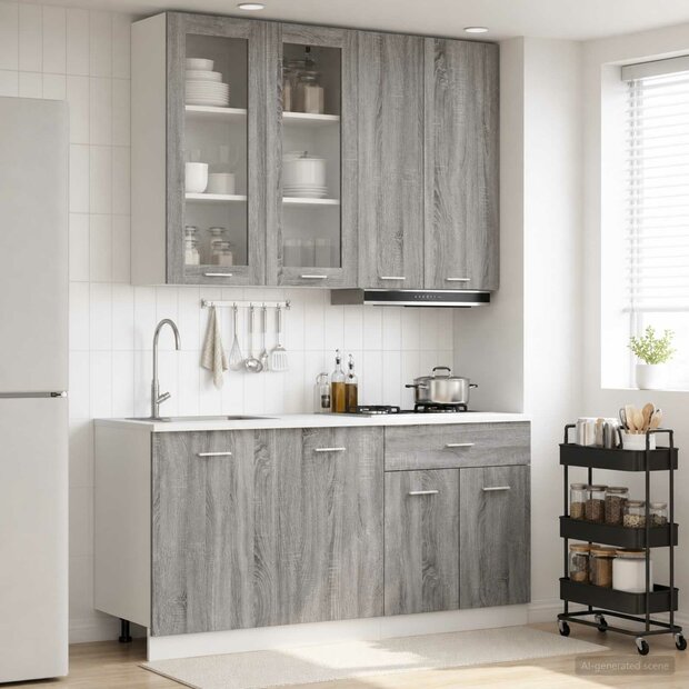 Keukenblok LYON 4 st Grijs Sonoma Bewerkt hout 1
