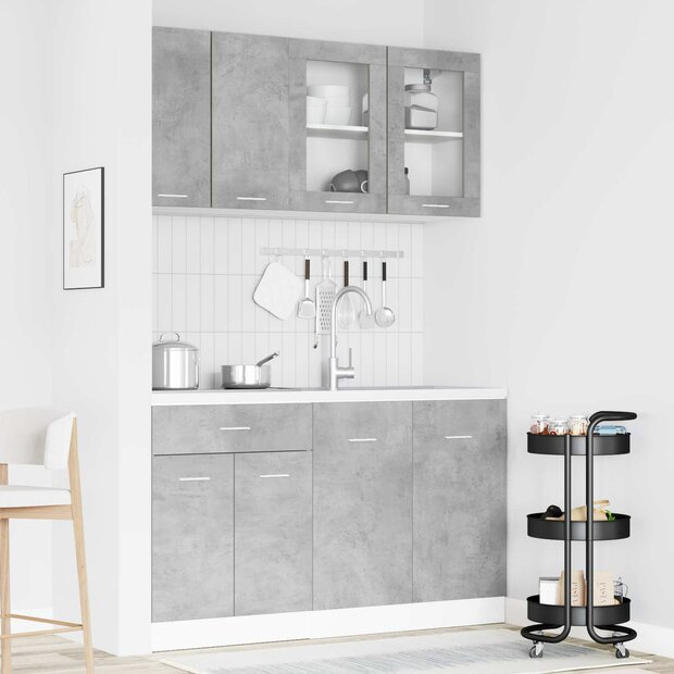 Keuken Eenheid LYON 4 st Betongrijs Bewerkt hout 1