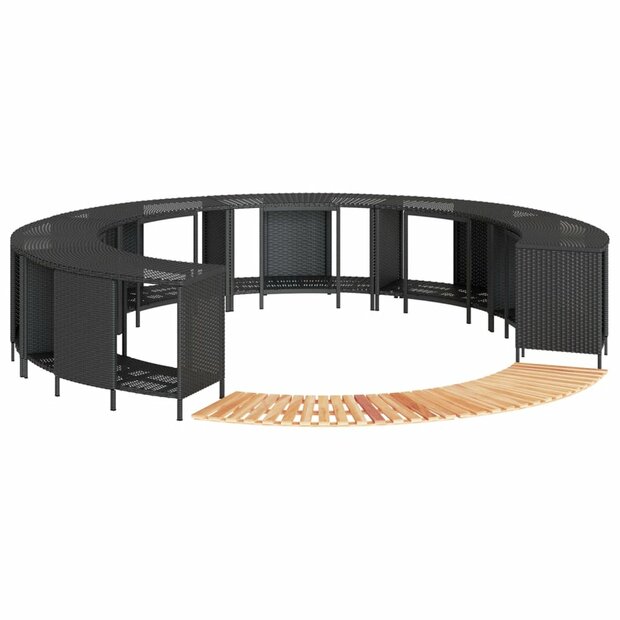 Hottub-ombouw poly rattan en massief acaciahout zwart 1