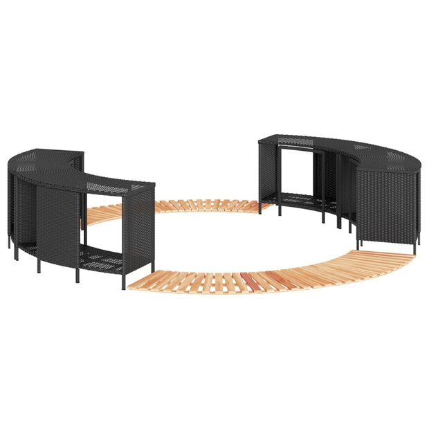 Hottub-ombouw poly rattan en massief acaciahout zwart 1