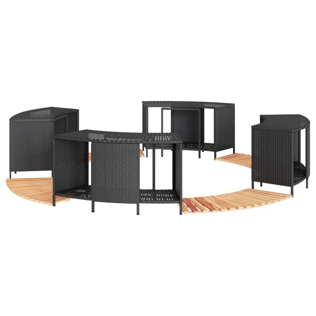 Hottub-ombouw poly rattan en massief acaciahout zwart 1