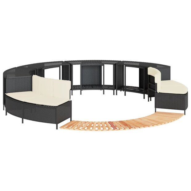 Hottub-ombouw poly rattan en massief acaciahout zwart 1