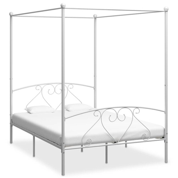 Hemelbedframe metaal wit 140x200 cm  1