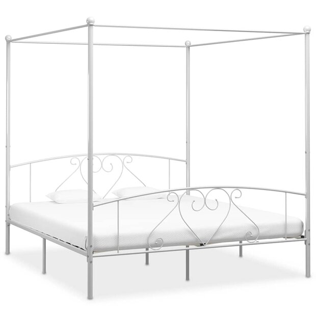 Hemelbedframe metaal wit 200x200 cm  1