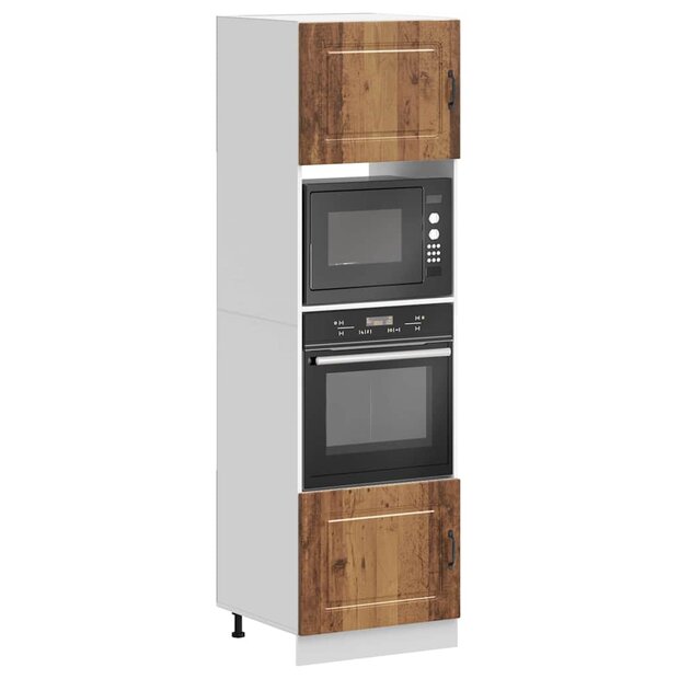 Ovenkasten 2 st Kalmar bewerkt hout oud houtkleurig 1