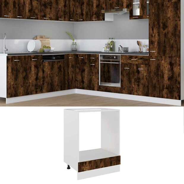 Ovenkast Lyon 60x46x81,5 cm bewerkt hout gerookt eikenkleurig 1