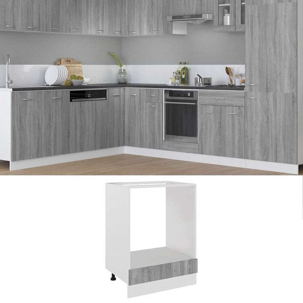 Ovenkast Lyon 60x46x81,5 cm grijs sonoma eikenkleurig 1