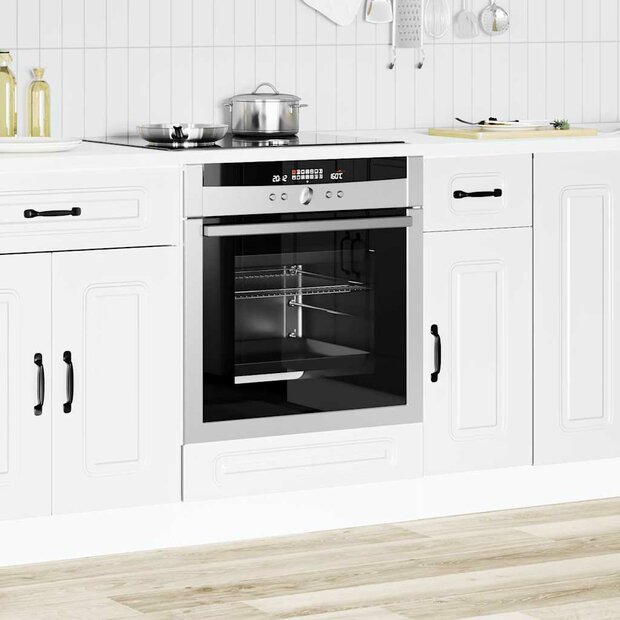 Ovenkast Kalmar bewerkt hout wit 1