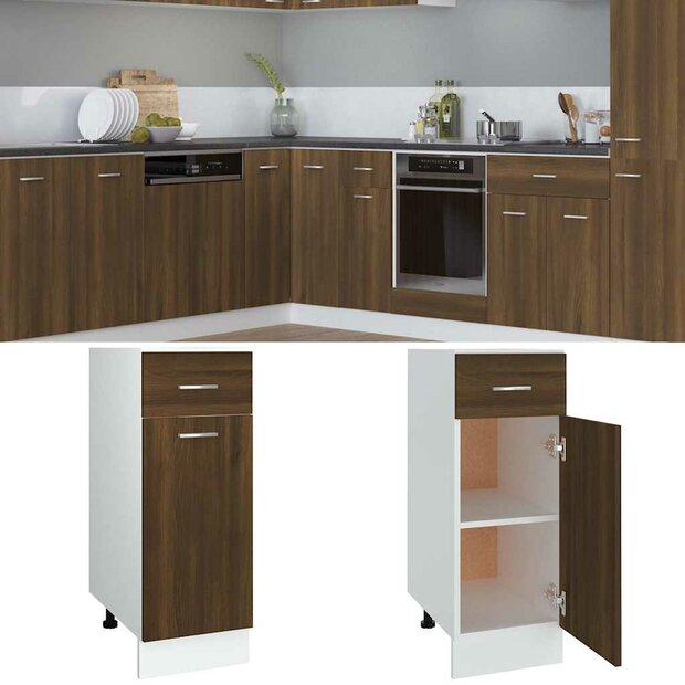 Onderkast met lade Lyon 30x46x81,5 cm bewerkt hout bruin eikenkleur 1