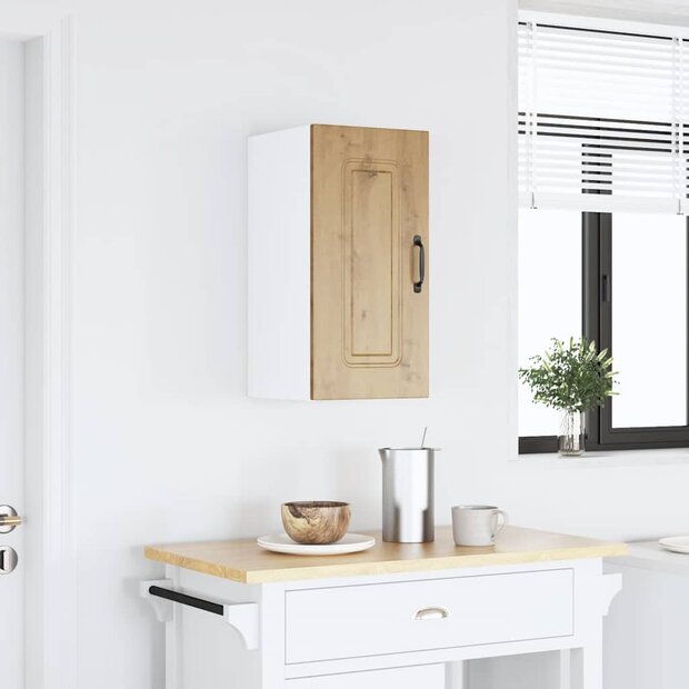 Keukenbovenkast Kalmar bewerkt hout artisanaal eikenkleur 1