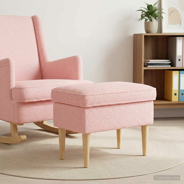 Voetenbank Roze 55 x 35 x 41 cm Boucl&amp;eacute; 1