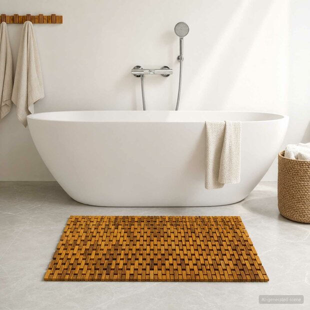 Badmatten Naturel 85 x 120 cm Massief Acaciahout 1