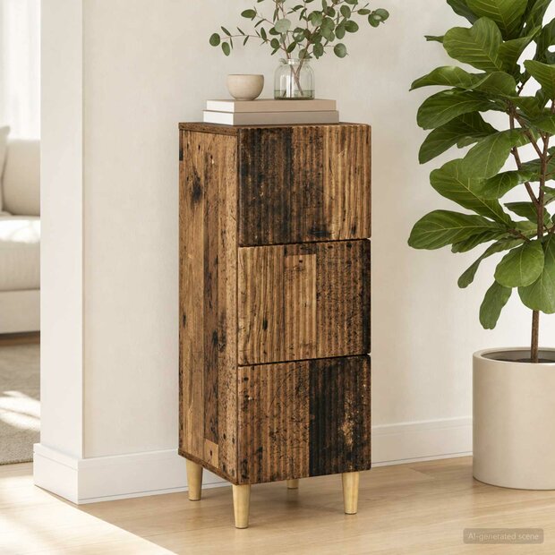ladekast Oud hout 33 x 34,5 x 90 cm Bewerkt hout 1