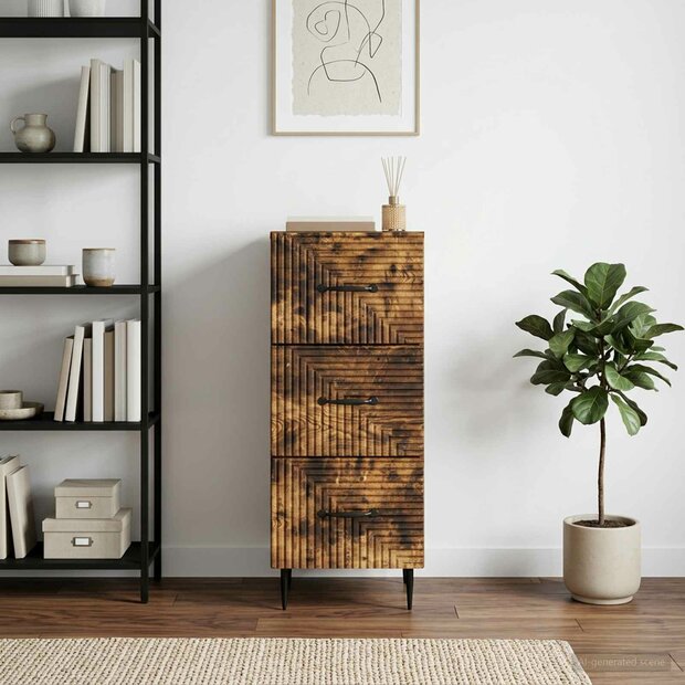 ladekast Gerookt eiken 33 x 34,5 x 89,5 cm Bewerkt hout 1