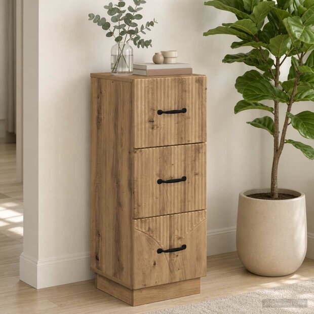 ladekast 33 x 34,5 x 87 cm Bewerkt hout Artisanaal eiken 1