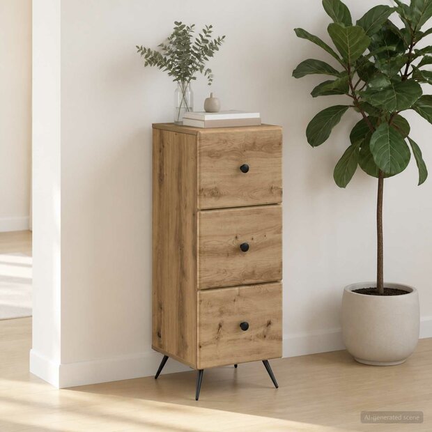 ladekast 33 x 34,5 x 90 cm Bewerkt hout Artisanaal eiken 1