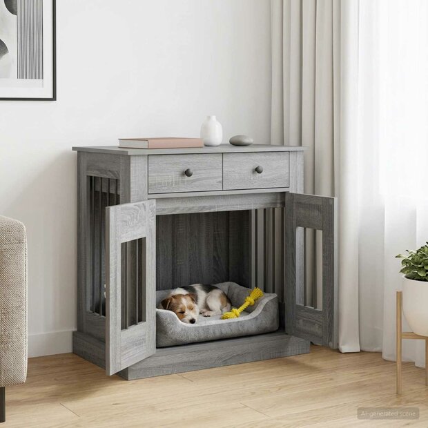 Hondenbench Meubel Grijs Sonoma 80 x 47,5 x 80 cm Bewerkt hout 1