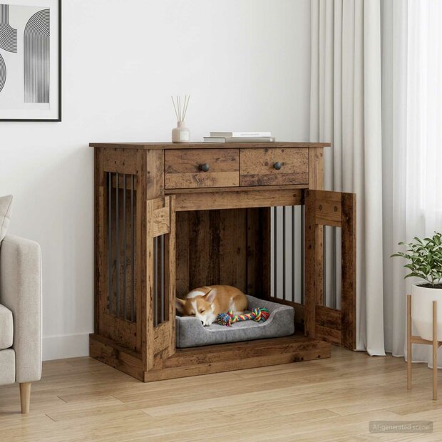 Hondenbench Meubel Oud hout 80 x 47,5 x 80 cm Bewerkt hout 1