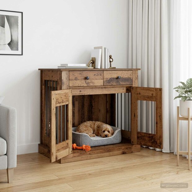 Hondenbench Meubel Oud hout 90 x 47,5 x 80 cm Bewerkt hout 1
