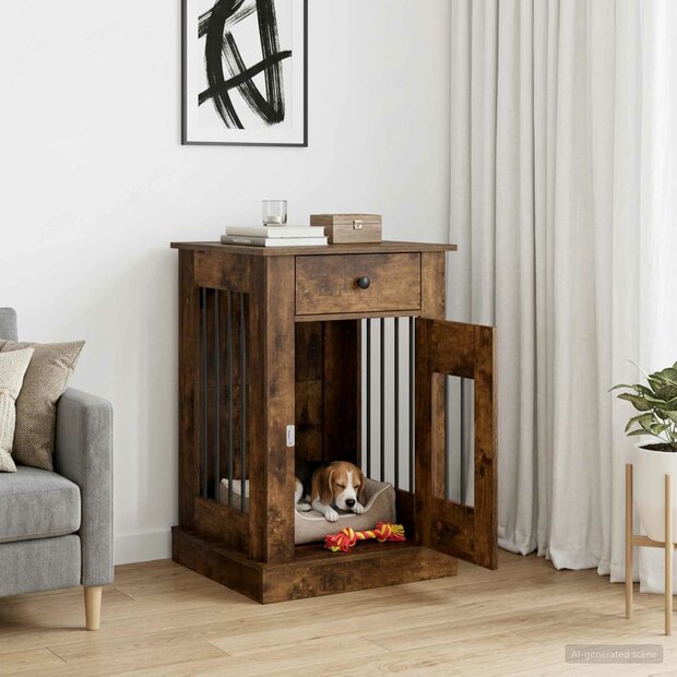 Hondenbench Meubel Gerookt eiken 50 x 47,5 x 80 cm Bewerkt hout 1