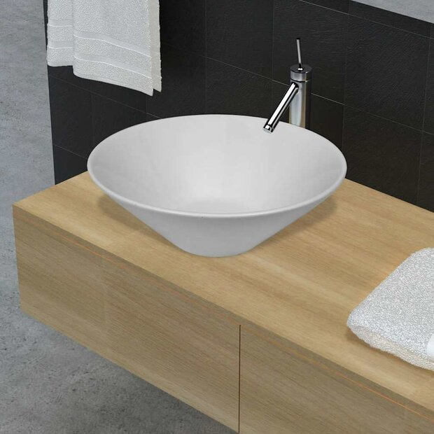 Keramische wasbak taps (wit) 1