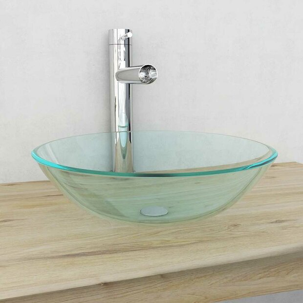 Wasbak gehard glas 42 cm transparant 1