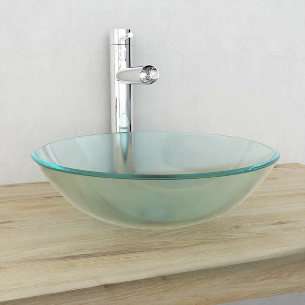 Wasbak gehard glas 42 cm matglas 1