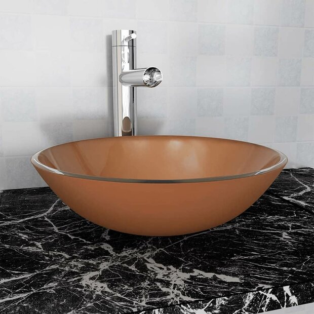 Wasbak gehard glas 42 cm bruin 1