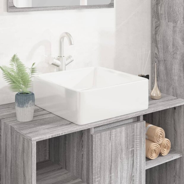 Wasbak 37x37x13 cm vierkant keramiek wit 1