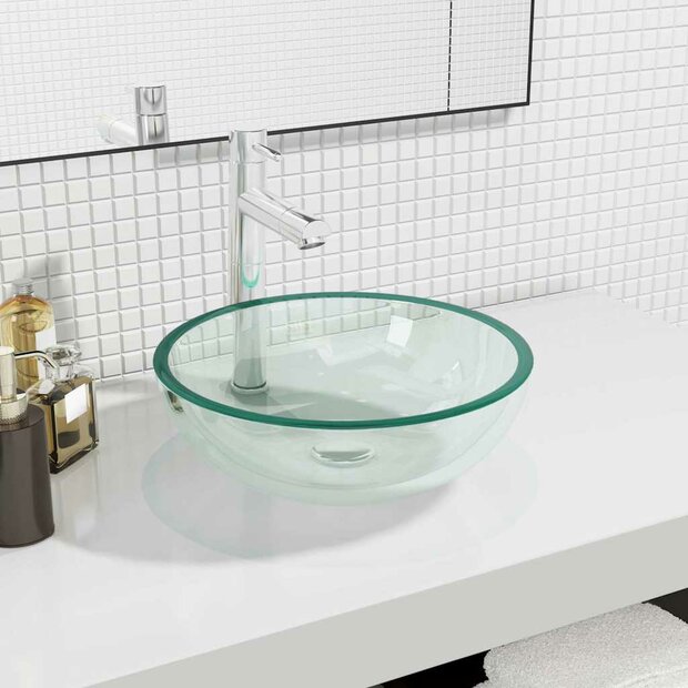Wasbak 35x12 cm gehard glas transparant 1