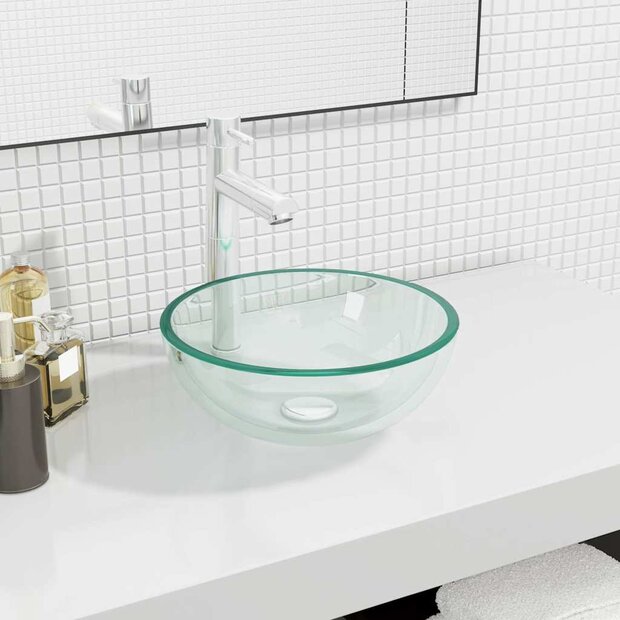 Wasbak 30x12 cm gehard glas transparant 1