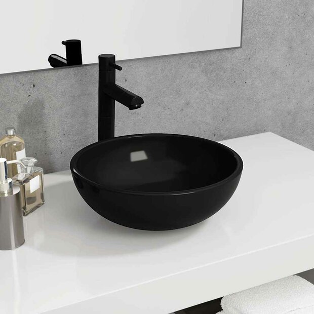 Wasbak 35x12 cm gehard glas zwart 1