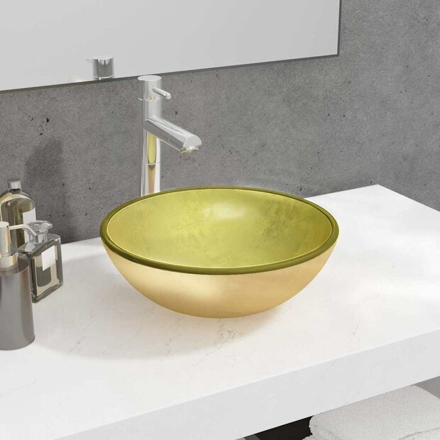 Wasbak 35x12 cm gehard glas goudkleurig 1
