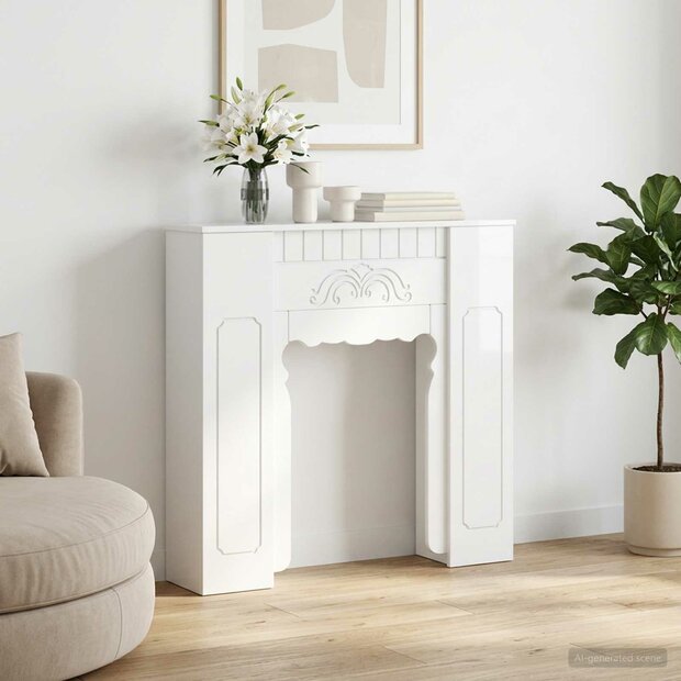 Haardombouw Hoogglans Wit 93 x 20 x 89 cm Bewerkt hout 1