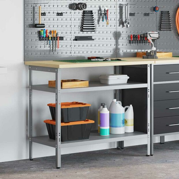 Werktafel met plank Grijs en Beige 100 x 55 x 85 cm Staal 1