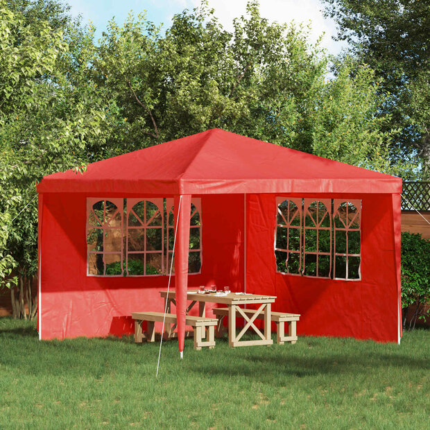 Partytent Zijwand 2 st 300 x 195 cm Rood PE en staal 1