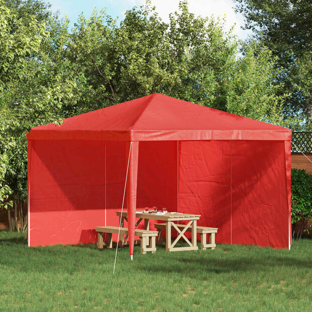 Partytent Zijwand 2 st 300 x 195 cm Rood PE en staal 1