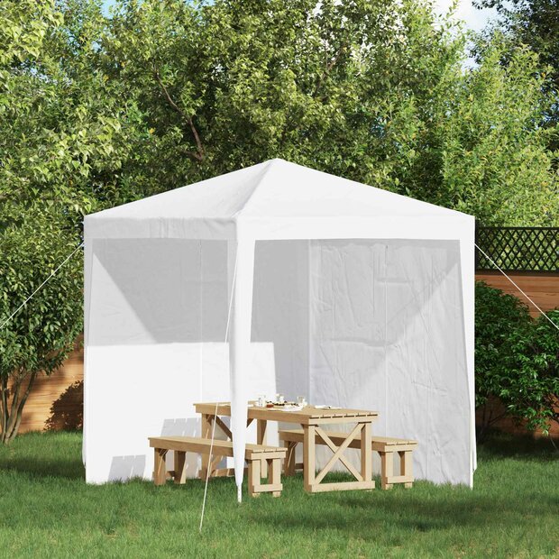 Partytent Zijwand 2 st 200 x 195 cm Wit PE en staal 1